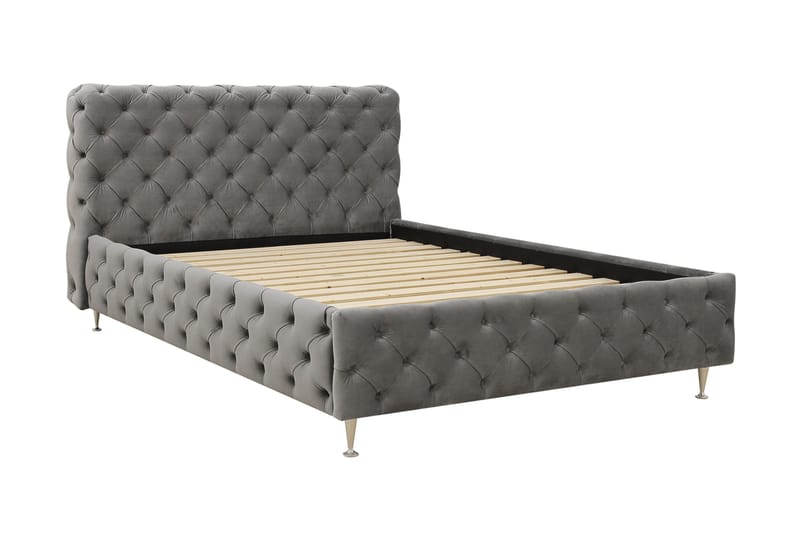 Chesterfield Komplett Sängpaket Sängram med Madrass 120x200 cm - Grå - Möbler - Sovrum - Sängar - Komplett Sängpaket