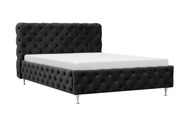 Chesterfield Komplett Sängpaket Sängram med Madrass 120x200 cm - Svart - Möbler - Sovrum - Sängar - Komplett Sängpaket