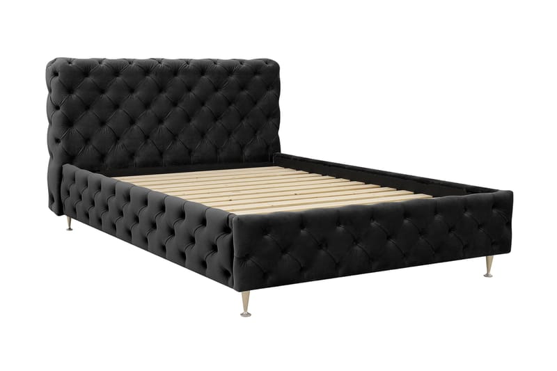 Chesterfield Komplett Sängpaket Sängram med Madrass 120x200 cm - Svart - Möbler - Sovrum - Sängar - Komplett Sängpaket