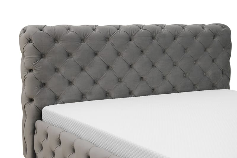 Chesterfield Komplett Sängpaket Sängram med Madrass 180x200 cm - Grå - Möbler - Sovrum - Sängar - Komplett Sängpaket