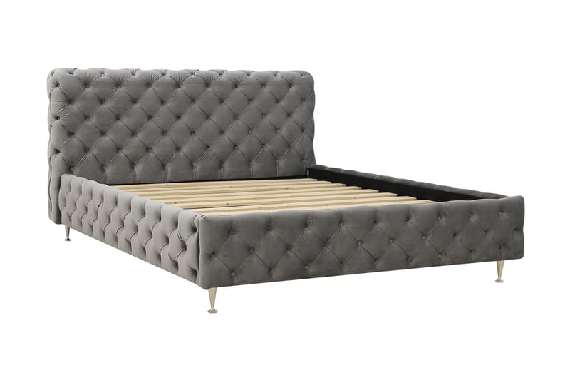 Chesterfield Komplett Sängpaket Sängram med Madrass 180x200 cm - Grå - Möbler - Sovrum - Sängar - Komplett Sängpaket