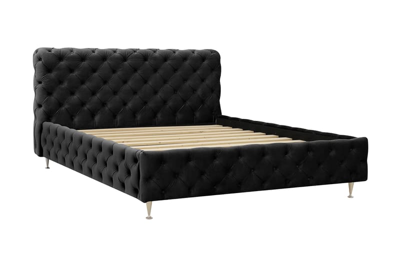 Chesterfield Komplett Sängpaket Sängram med Madrass 180x200 cm - Svart - Möbler - Sovrum - Sängar - Komplett Sängpaket