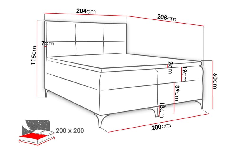 Galtebol Sängpaket Kontinentalsäng 200x200 cm - Blå - Möbler - Sovrum - Sängar - Komplett Sängpaket