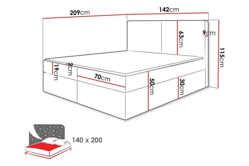 Garris Sängpaket Kontinentalsäng 140x200 cm - Ljusgrå - Möbler - Sovrum - Sängar - Komplett Sängpaket