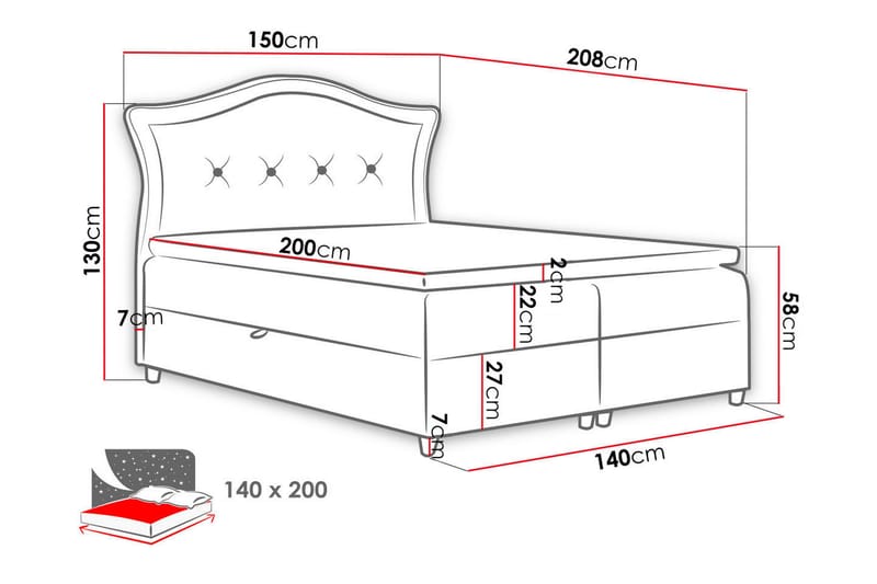 Hestra Sängpaket Kontinentalsäng 140x200 cm - Blå - Möbler - Sovrum - Sängar - Komplett Sängpaket