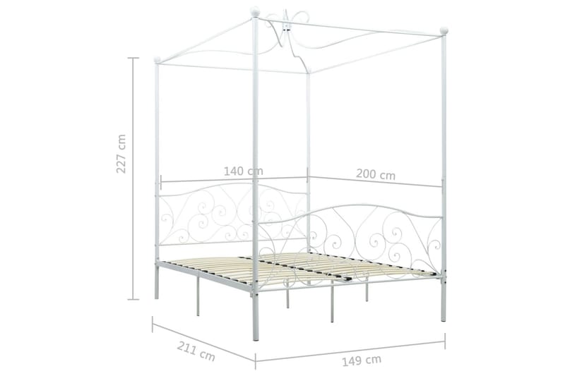 Himmelsäng vit metall 140x200 cm - Vit - Möbler - Sovrum - Sängar - Himmelsäng