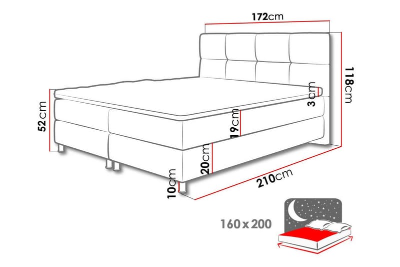 Isoba Sängpaket Kontinentalsäng 160x200 cm - Blå - Möbler - Sovrum - Sängar - Komplett Sängpaket