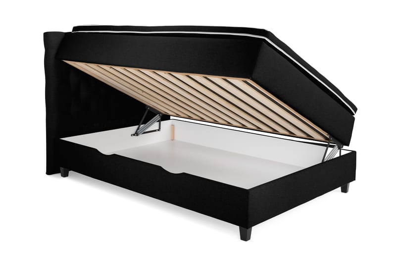 OAKHAM Komplett Sängpaket Säng med Förvaring 140x200 Svart - Royal Box Sänggavel 140 cm - Möbler - Sovrum - Sängar - Enkelsängar