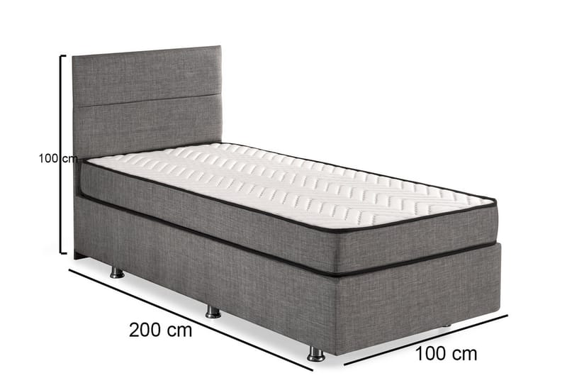 ZILARRA Kontinentalsäng 100x200 cm Grå - Ställbara sängar - Dubbelsängar