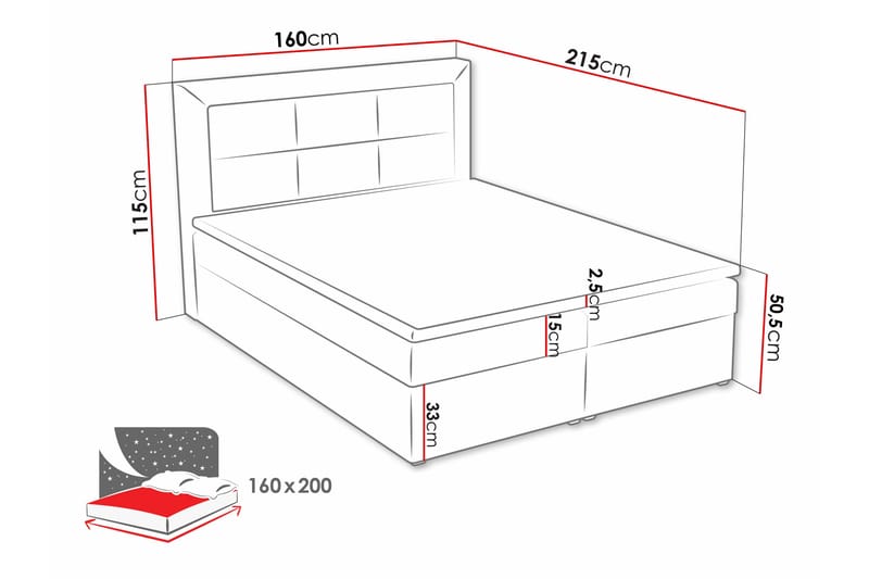 ALMERED BOX Kontinentalsäng 160x215 cm Beige - Beige - Möbler - Sovrum - Sängar - Kontinentalsängar