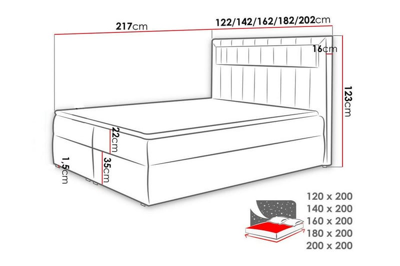 Boisdale Kontinentalsäng 120x200 cm Ljusgrå - Möbler - Sovrum - Sängar - Kontinentalsängar