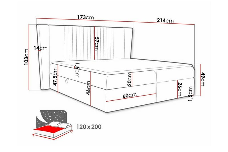 Boisdale Kontinentalsäng 120x200 cm Ljusgrå/Mörkgrå - Möbler - Sovrum - Sängar - Kontinentalsängar