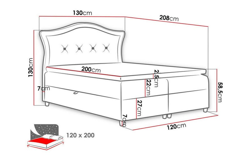 Boisdale Kontinentalsäng 120x200 cm Mörkgrå - Möbler - Sovrum - Sängar - Kontinentalsängar