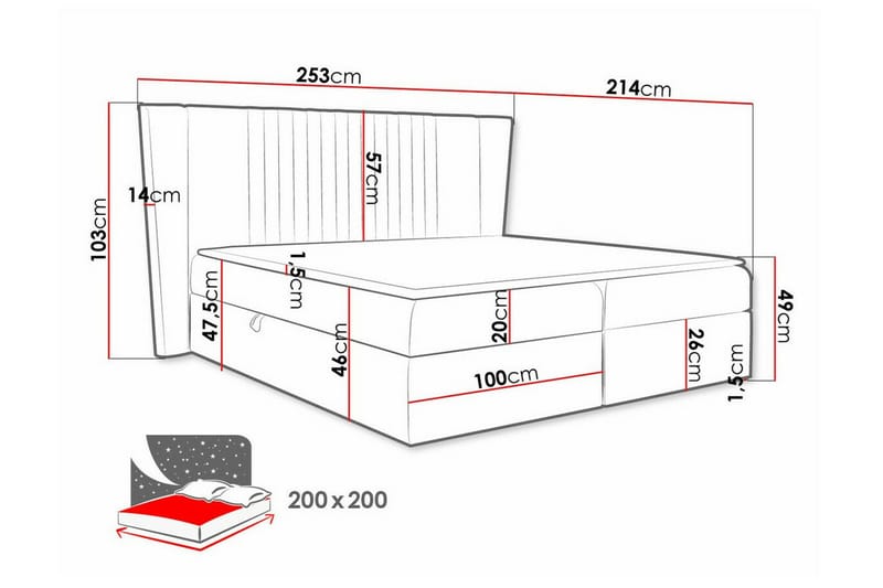 Boisdale Kontinentalsäng 200x200 cm Blå/BL1 - Möbler - Sovrum - Sängar - Kontinentalsängar