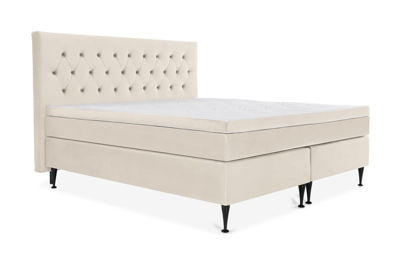 DJURSHOLM Komplett Sängpaket 210x210 Beige Sammet - Möbler - Sovrum - Sängar - Kontinentalsängar