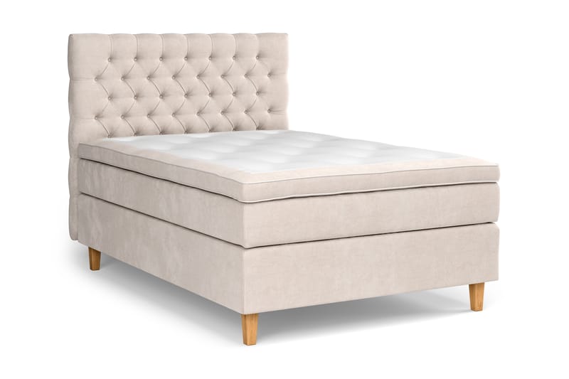 GRAND XL Kontinentalsäng 120x200 cm Beige Sammet - Möbler - Sovrum - Sängar - Komplett Sängpaket