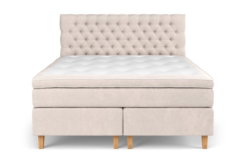 GRAND XL Kontinentalsäng 160x200 cm Beige Sammet - Möbler - Sovrum - Sängar - Komplett Sängpaket