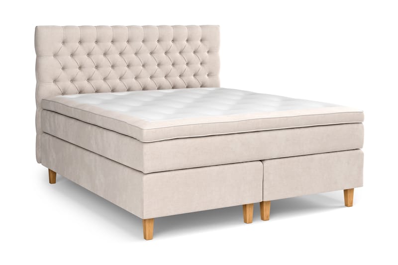 GRAND XL Kontinentalsäng 160x200 cm Beige Sammet - Möbler - Sovrum - Sängar - Komplett Sängpaket