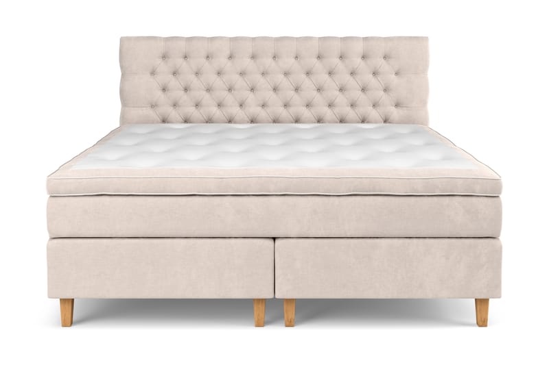 GRAND XL Kontinentalsäng 210x210 cm Beige Sammet - Möbler - Sovrum - Sängar - Kontinentalsängar