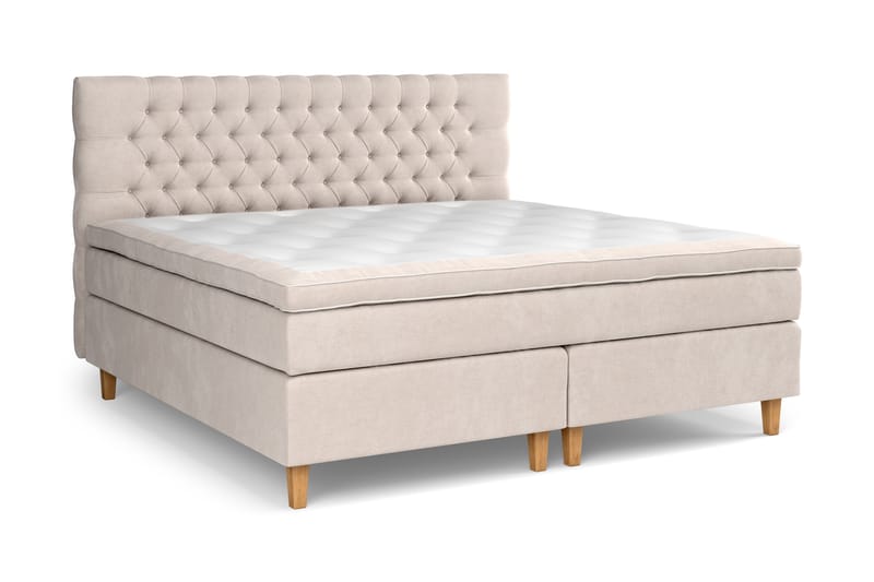 GRAND XL Kontinentalsäng 210x210 cm Beige Sammet - Möbler - Sovrum - Sängar - Kontinentalsängar