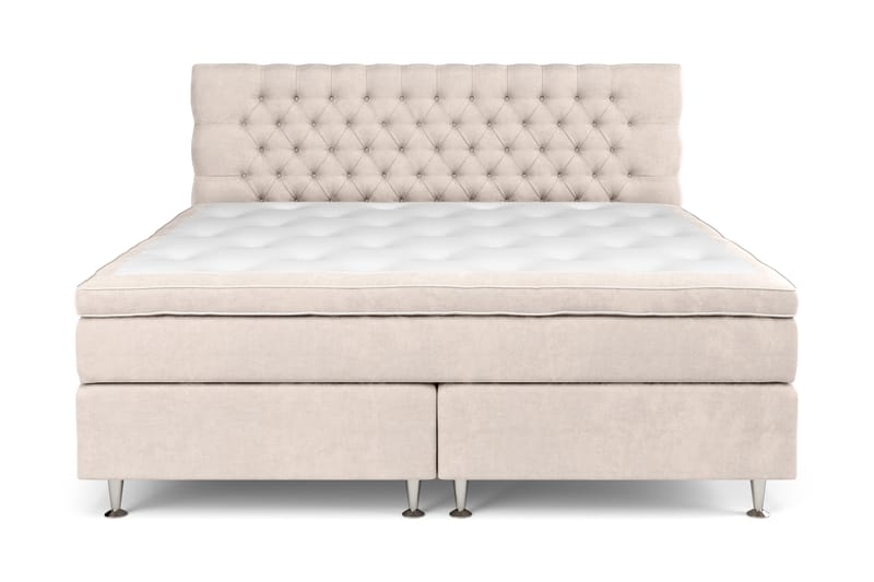 GRAND XL Kontinentalsäng 210x210 cm Beige Sammet - Möbler - Sovrum - Sängar - Kontinentalsängar