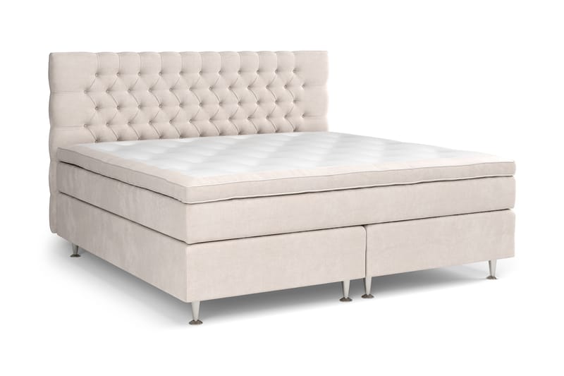 GRAND XL Kontinentalsäng 210x210 cm Beige Sammet - Möbler - Sovrum - Sängar - Kontinentalsängar