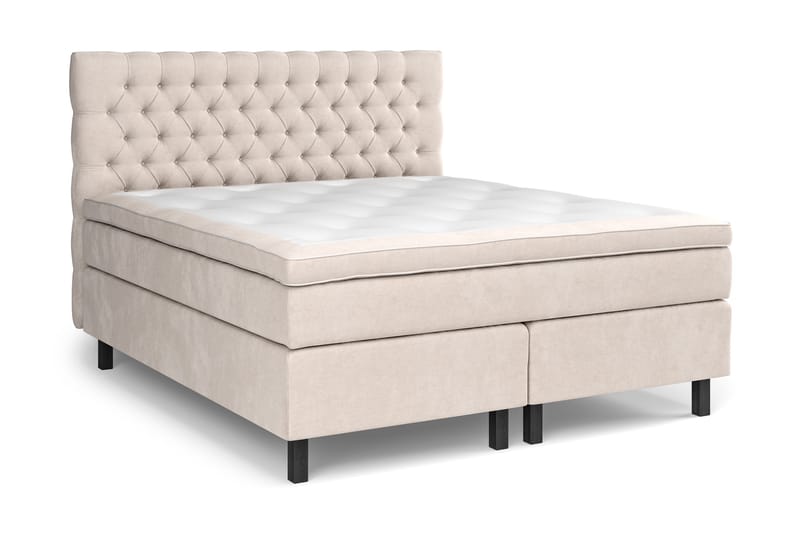 GRAND XL Sängpaket 160x200 cm Beige Sammet - Möbler - Sovrum - Sängar - Kontinentalsängar