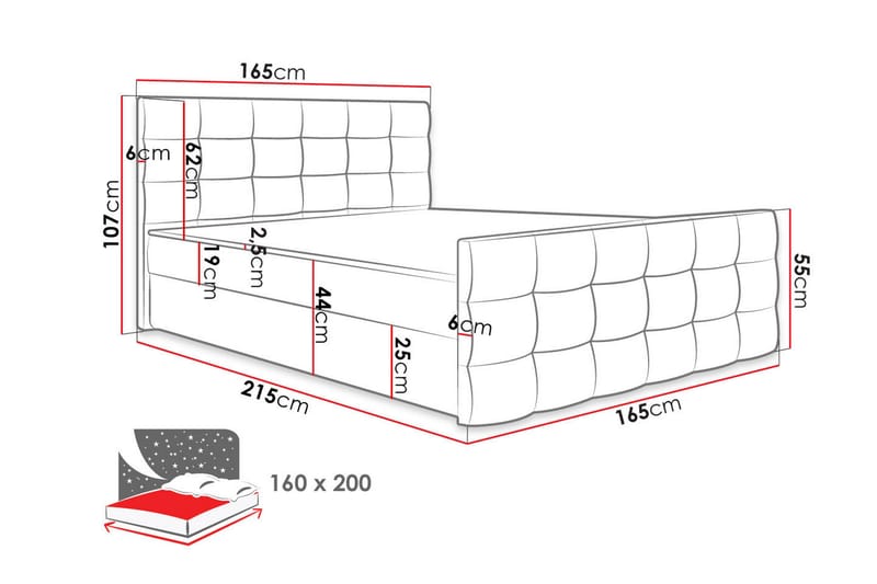 KARST Kontinentalsäng 160x210 cm - Rosa|Beige - Möbler - Sovrum - Sängar - Kontinentalsängar