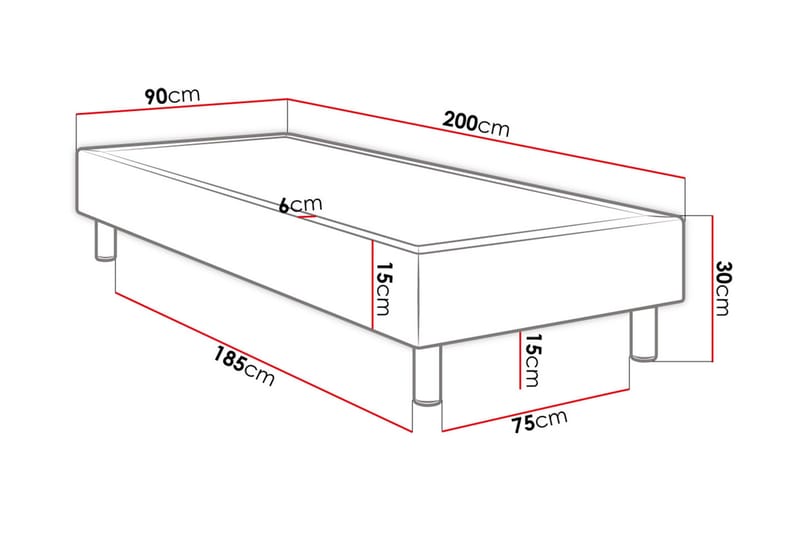 KERANZA Kontinentalsäng 90x200 cm Mörkgrå - Möbler - Sovrum - Sängar - Kontinentalsängar