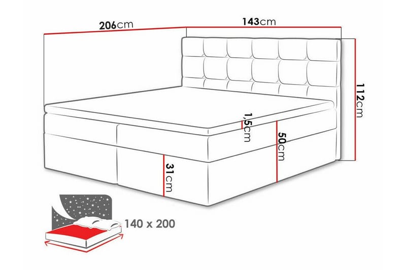 Kintore Kontinentalsäng 140x200 cm Beige/Ljusbeige - Möbler - Sovrum - Sängar - Kontinentalsängar