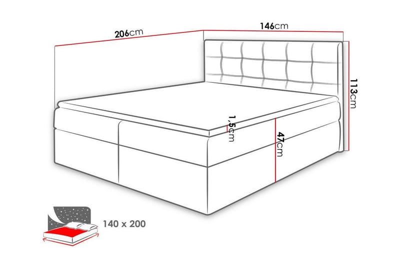 Kintore Kontinentalsäng 140x200 cm Mörkgrå - Möbler - Sovrum - Sängar - Kontinentalsängar