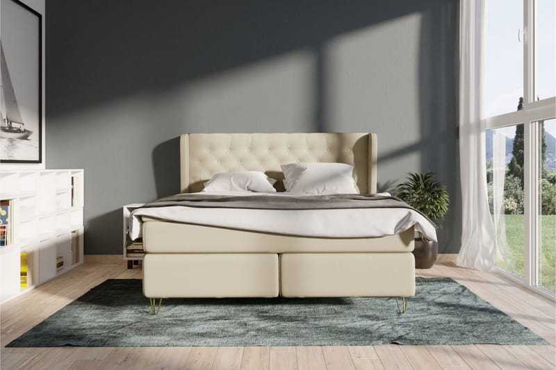 LEXI No 4 Sängpaket 120 Medium - Beige/Guld - Möbler - Sovrum - Sängar - Komplett Sängpaket