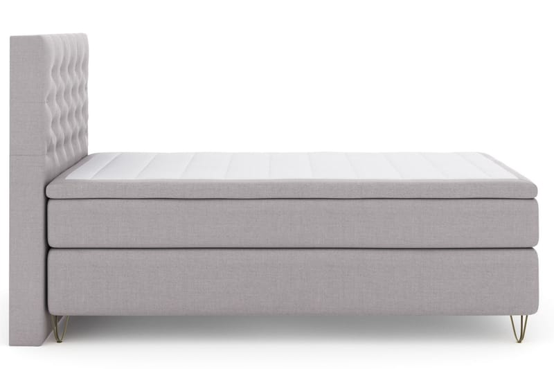 LEXI No 4 Sängpaket 120 Medium - Ljusgrå/Metall V-form - Komplett Sängpaket - Kontinentalsängar