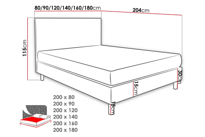 LUX Kontinentalsäng 120x204 cm Grön - Grön - Möbler - Sovrum - Sängar - Kontinentalsängar