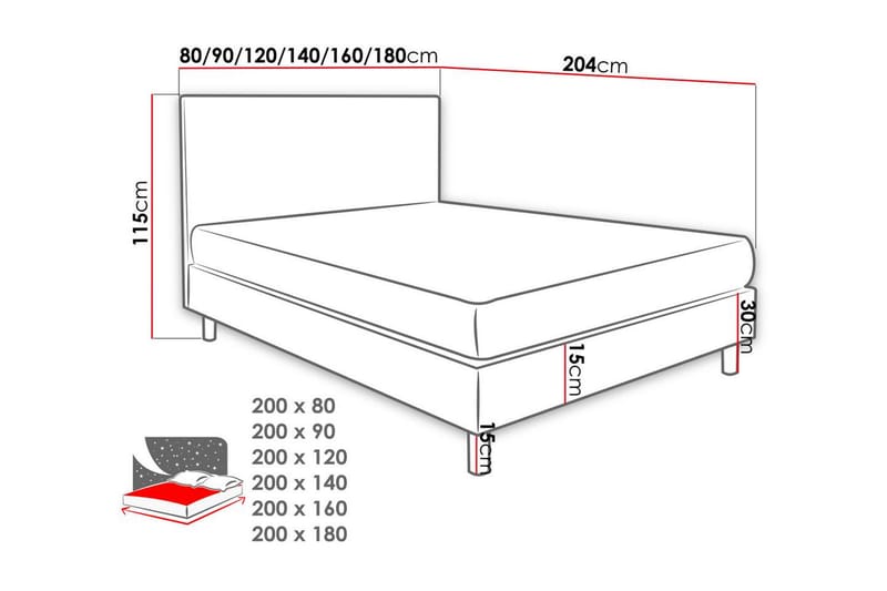 LUX Kontinentalsäng 90x204 cm Grön - Grön - Möbler - Sovrum - Sängar - Kontinentalsängar