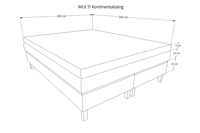 MULTI Kontinentalsäng 180 Ljusgrå - Möbler - Sovrum - Sängar - Kontinentalsängar