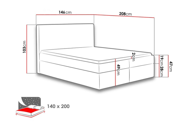 Laargard / Cosmo Sängpaket Kontinentalsäng 140x200 cm - Röd - Möbler - Sovrum - Sängar - Komplett Sängpaket