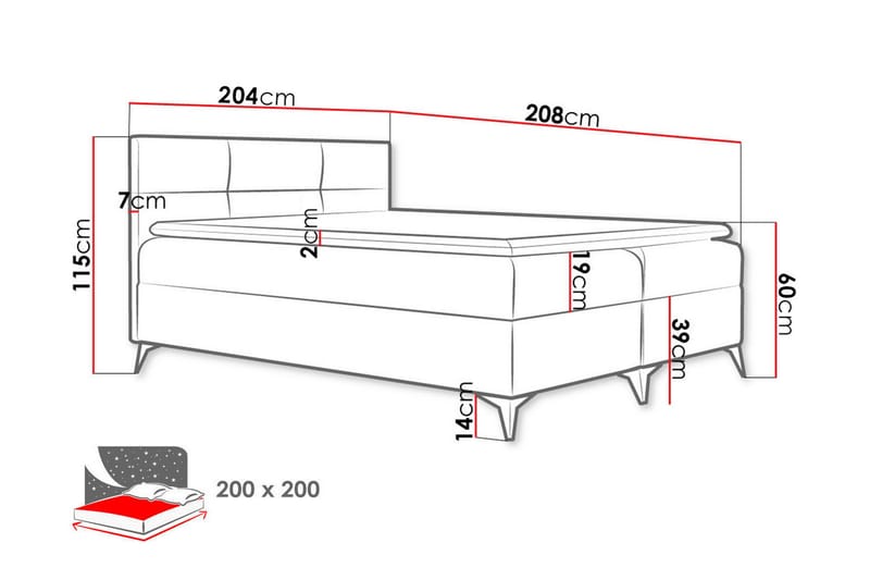 Leckersbo Sängpaket Kontinentalsäng 200x200 cm - Röd - Möbler - Sovrum - Sängar - Komplett Sängpaket