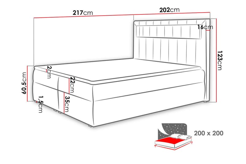 Masone Sängpaket Kontinentalsäng 200x200 cm - Röd - Möbler - Sovrum - Sängar - Komplett Sängpaket