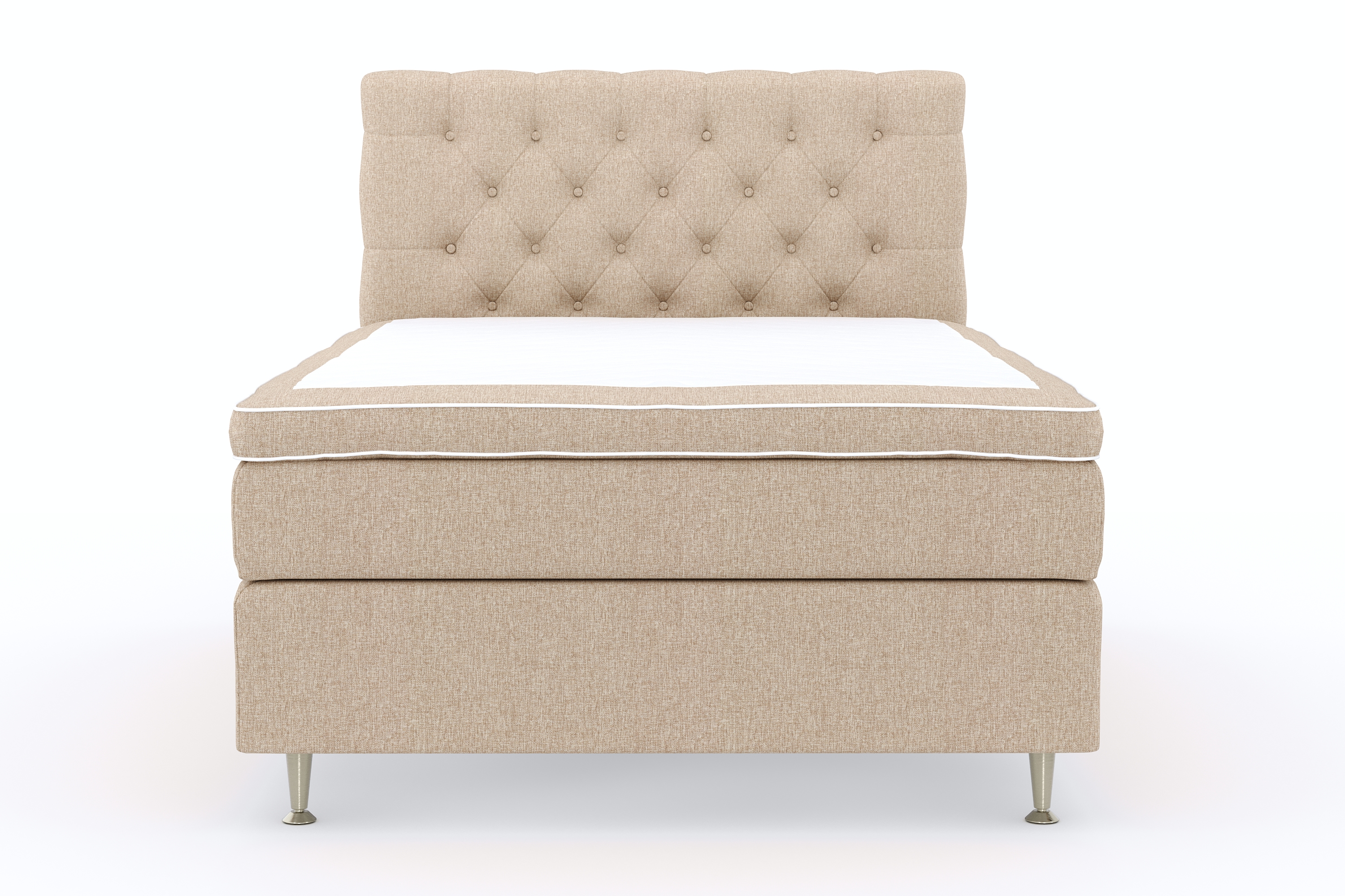 OAKHAM Komplett Sängpaket Kontinentalsäng 140×200 Beige – Royal Box Sänggavel 140 cm