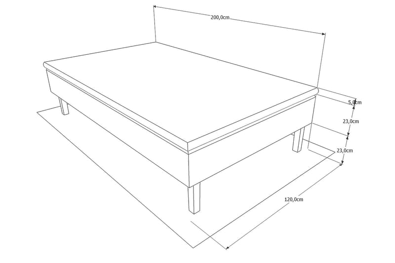 BASIC Ramsäng 120x200 cm Grå/Vit - Möbler - Sovrum - Sängar - Enkelsängar