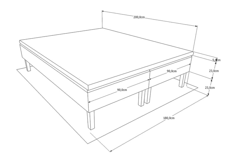 BASIC Ramsäng 180x200 cm Beige/Ek - Möbler - Sovrum - Sängar - Ramsäng