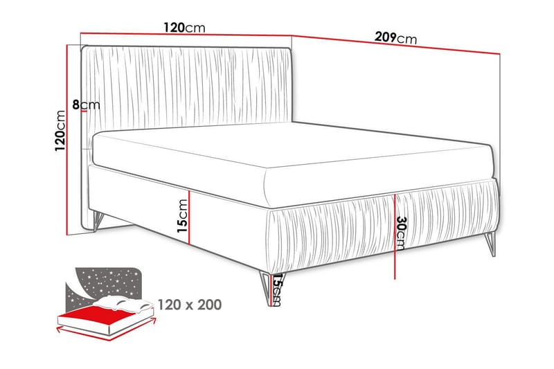 Gortin Ramsäng 120x200 cm Mörkgrå - Möbler - Sovrum - Sängar - Ramsäng