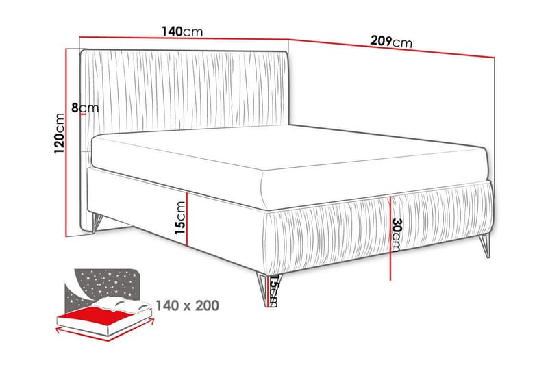 Gortin Ramsäng 140x200 cm Beige - Möbler - Sovrum - Sängar - Ramsäng