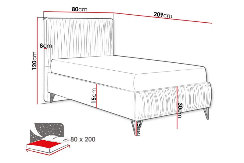 Gortin Ramsäng 80x200 cm Orange - Möbler - Sovrum - Sängar - Ramsäng