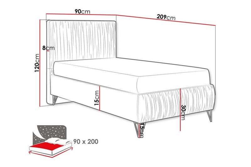 Gortin Ramsäng 90x200 cm Beige - Möbler - Sovrum - Sängar - Ramsäng