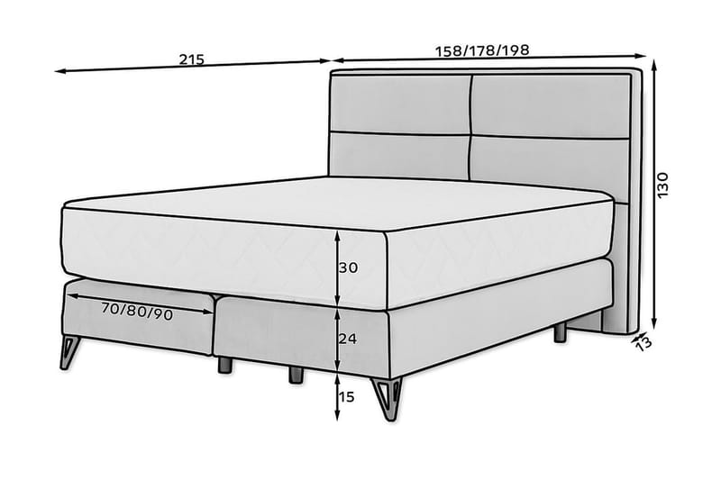 Hayao Sängpaket Ramsäng 180x200 cm Grå - Möbler - Sovrum - Sängar - Ramsäng