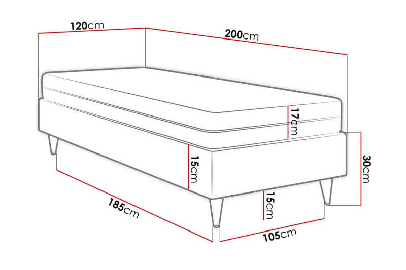 KERANZA Ramsäng 120x200  cm Konstläder/Svart/Trä/Metall - Möbler - Sovrum - Sängar - Ramsäng