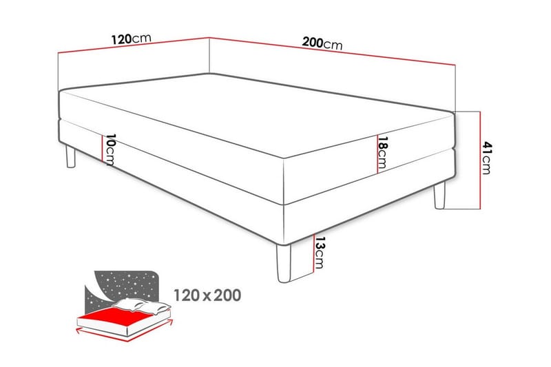 Midfeld Ramsäng 120x200 cm Ljusgrå - Möbler - Sovrum - Sängar - Ramsäng