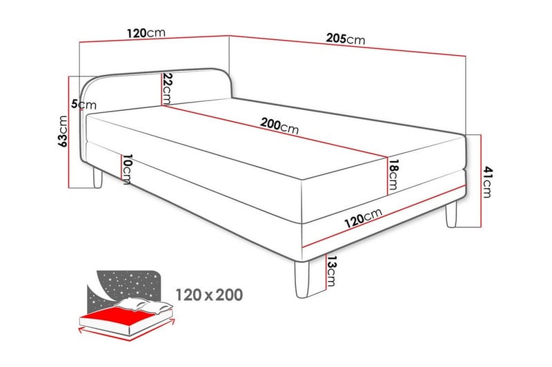 Midfeld Ramsäng 120x200 cm Ljusgrå - Möbler - Sovrum - Sängar - Ramsäng